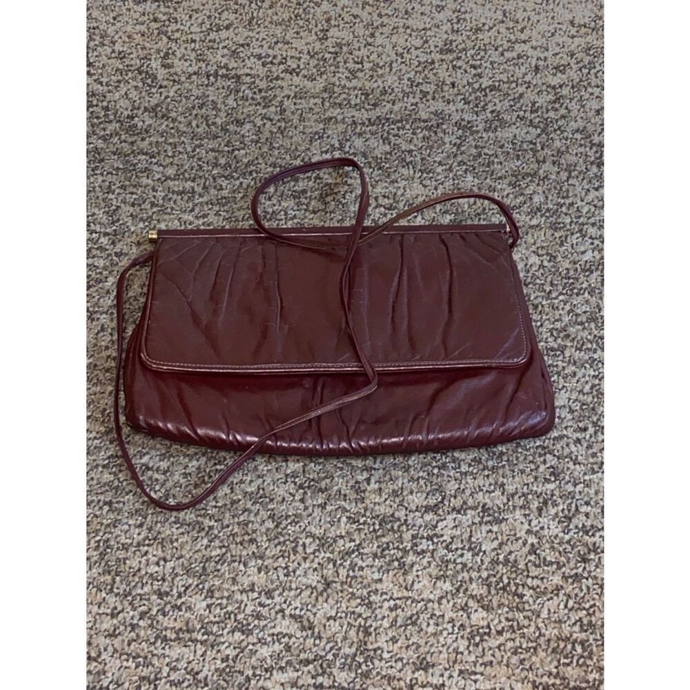 Elegant Dark Brown Leather Shoulder Bag with Fold-Over Flap - Picture 1 of 16